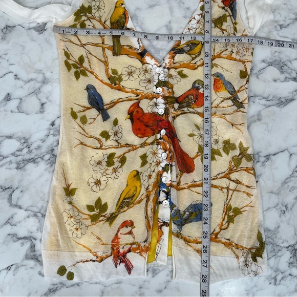 RARE Anthropologie Moth Aviary Gate Bird Cardigan Sweater Long line Y2K Medium - Picture 10 of 10
